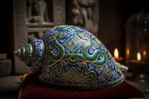 Раковина Нага с эмалью: сакральный символ защиты, мудрости и божественной силы